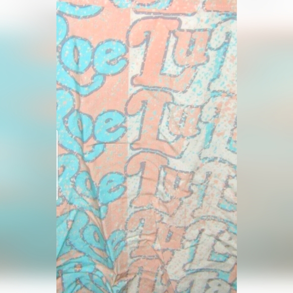 LuLaRoe Blue Pink Logo Button Pocket Shirt & Cream Blue Dot Leggings Set 3XL TC - Picture 2 of 5